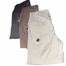 Load image into Gallery viewer, Brown pocket scrunch butt shorts