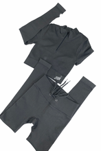 Load image into Gallery viewer, Grey ribbed long sleeve set