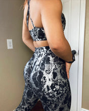 Load image into Gallery viewer, Black snake print sports bra