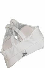 Load image into Gallery viewer, White ribbed knotted sports bra