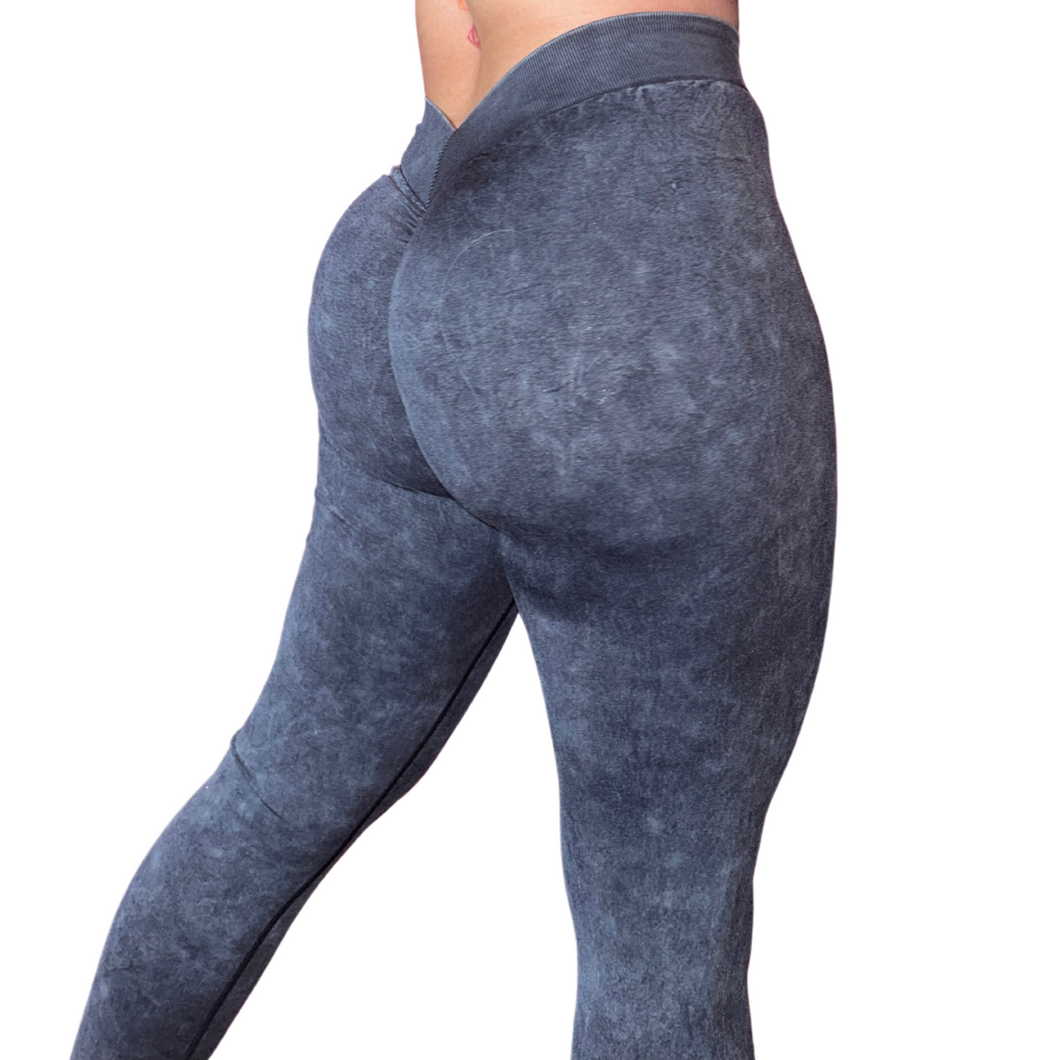 V cut black seamless leggings