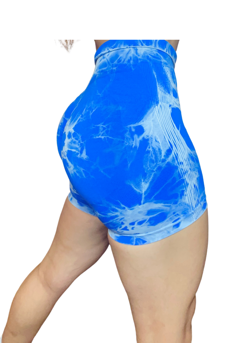 Royal blue tie dye biker shorts