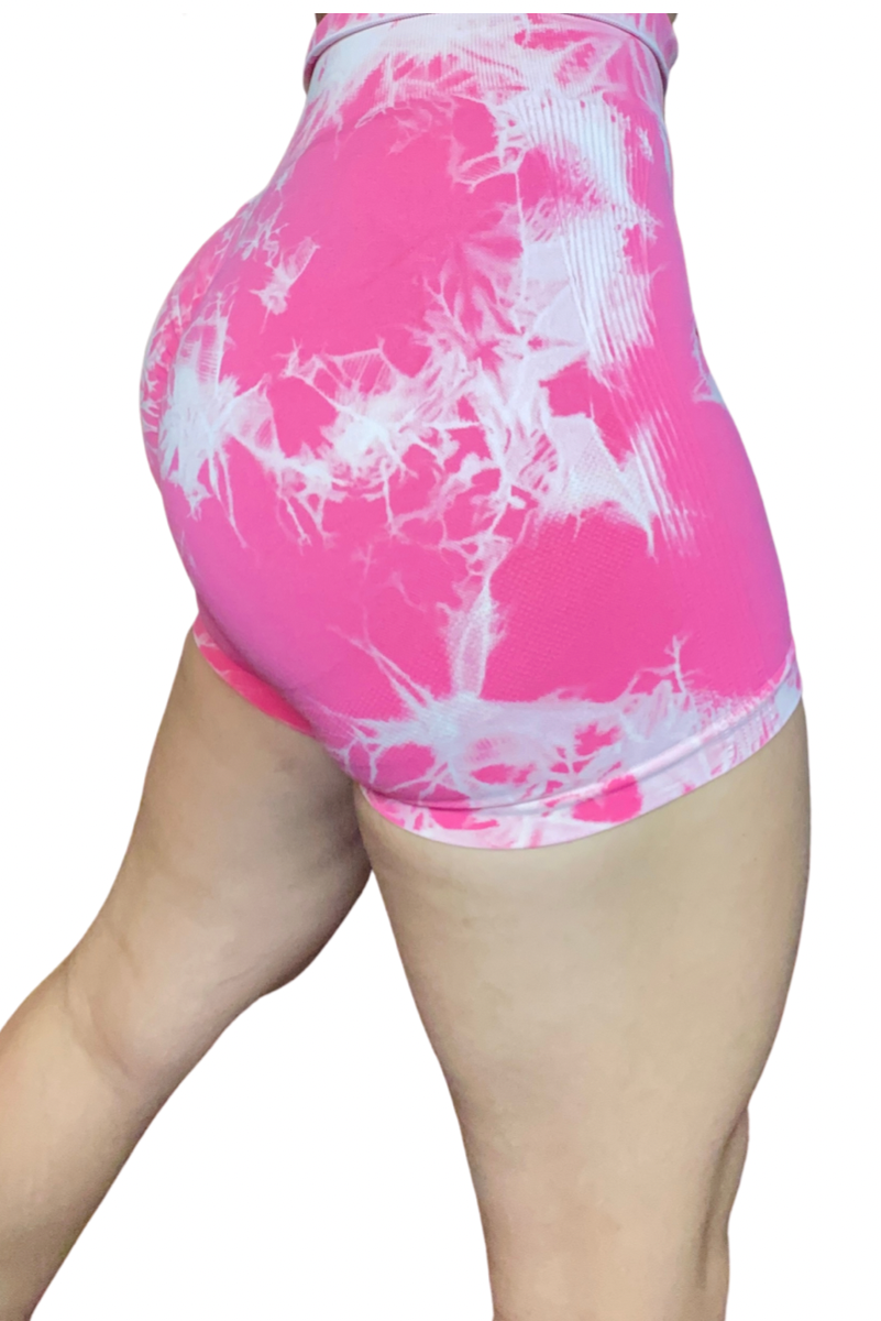 Pink tie dye biker shorts